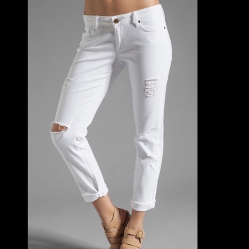 PAIGE Jimmy Jimmy Skinny Distressed Skinny Jeans Wreckage White Sz 27